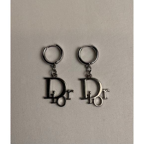 Christian Dior Silver DIOR Huggie Hoop Earrings - Picture 4 of 6